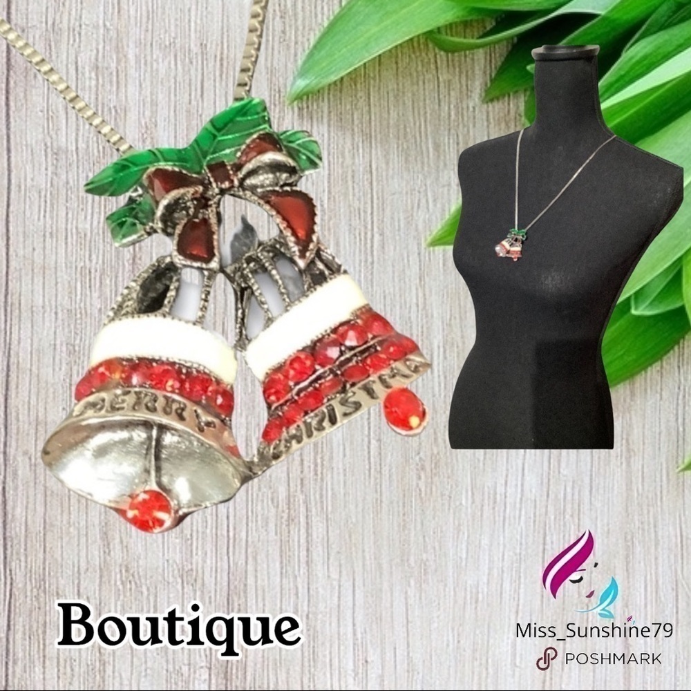 Boutique NEW- MERRY CHRISTMAS bell necklace brooch